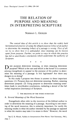 the relation of purpose and meaning in interpreting scripture