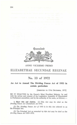Dividing Fences Act Amendment Act 1972