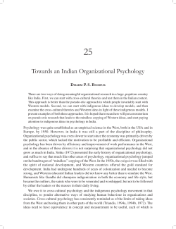 Towards an Indian Organizational Psychology