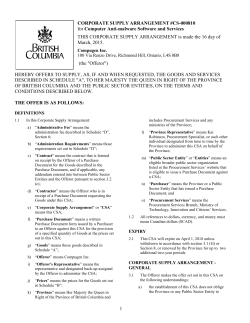 1 CORPORATE SUPPLY ARRANGEMENT #CS