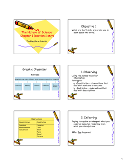The Nature of Science: Chapter 1 (section 1 only) The Nature of