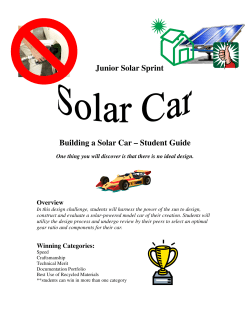 Junior Solar Sprint Building a Solar Car &ndash; Student Guide