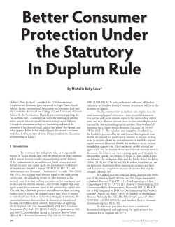 Better Consumer Protection Under the Statutory In Duplum Rule