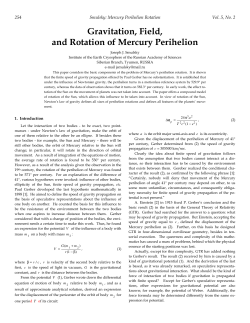 Gravitation, Field, and Rotation of Mercury Perihelion