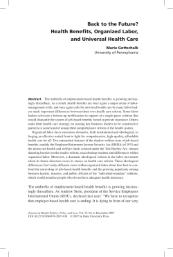 Back to the Future? Health Benefits, Organized Labor, and Universal