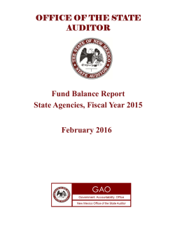 Fund Balance Report &ndash; State Agencies, Fiscal Year 2015