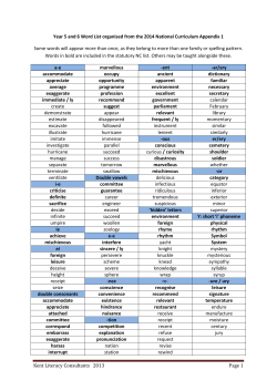Kent Literacy Consultants 2013 Page 1 Year 5 and 6 Word List