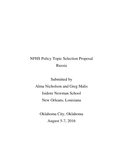 NFHS Policy Topic Selection Proposal Russia Submitted by Alma