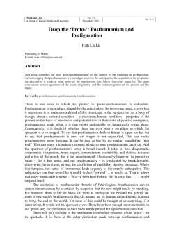 Drop the `Proto-`: Posthumanism and Prefiguration