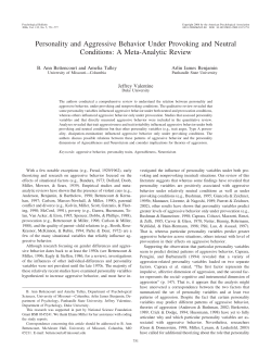 Personality and Aggressive Behavior Under Provoking and Neutral