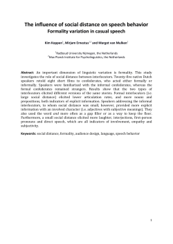 The influence of social distance on speech behavior