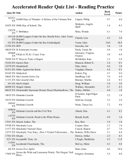 Accelerated Reader Quiz List - Reading Practice