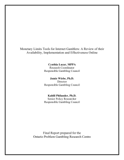 Internet Monetary Limits - Responsible Gambling Council