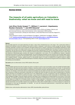 The impacts of oil palm agriculture on Colombia`s biodiversity: what