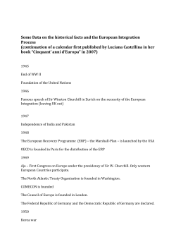 Some Data on the historical facts and the European Integration