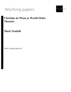 Mark Neufeld, Christine de Pizan as World Order