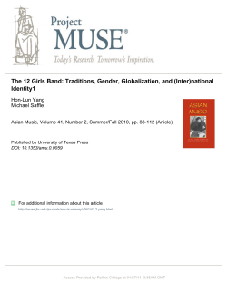 The 12 Girls Band: Traditions, Gender, Globalization, and (Inter