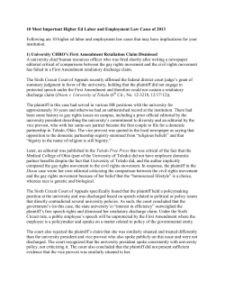 10 Most Important Higher Ed Labor and Employment - CUPA-HR