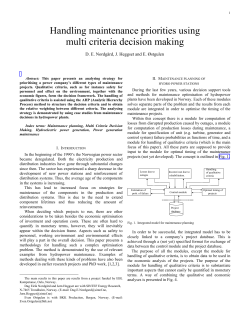 Handling maintenance priorities using multi criteria decision making