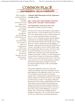 Common-place: Round Table Disscussion of Crucible of War: David