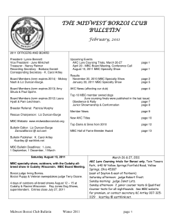 THE MIDWEST BORZOI CLUB BULLETIN