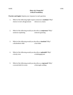 Diary of a Young Girl Critical Vocabulary Practice and Apply: Explain