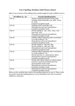 Spelling Lists, Year 6 - Bradshaw Hall Primary School
