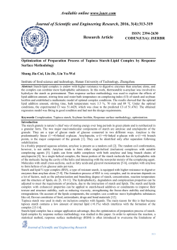 Optimization of Preparation Process of Tapioca Starch