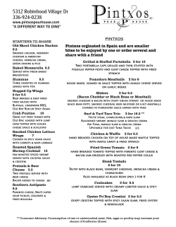 Dinner Menu - Pintxos Pour house