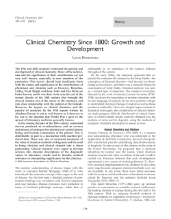 Clinical Chemistry Since 1800: Growth and