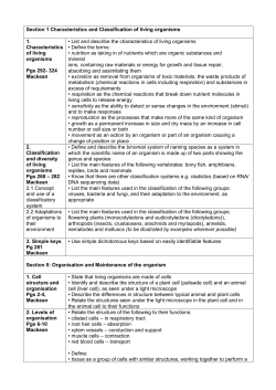 Section 1 Characteristics and Classification of living organisms (