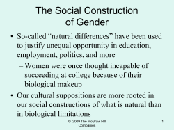 The Social Construction of Gender