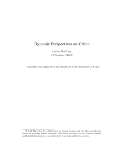 Dynamic Perspectives on Crime - Econometrics Laboratory, UC