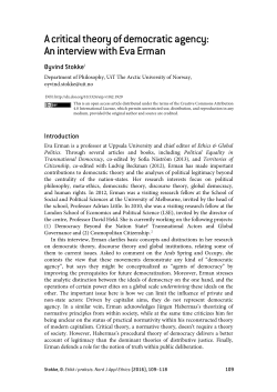 A critical theory of democratic agency: An interview with Eva