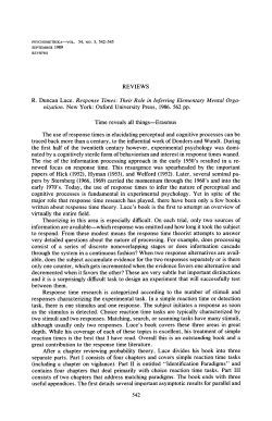 R. Duncan Luce. Response Times - University of California, Santa