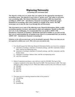 Nipissing University Accounting Assessment Quiz