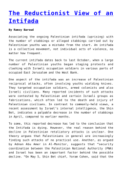 The Reductionist View of an Intifada