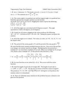 Trigonometry Topic Test Solutions FAMAT State