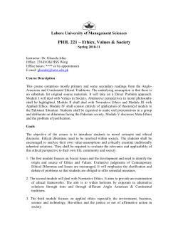 Ethics, Values and Society