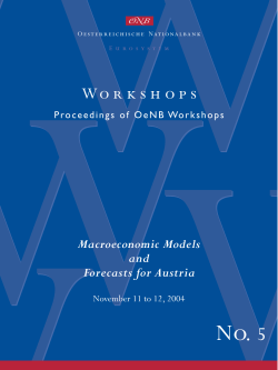 Workshop No. 5 - Macroeconomic Models and Forecasts for