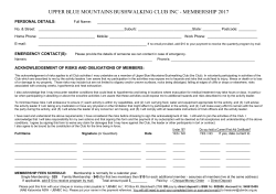 Club Membership Form - Upper Blue Mountains Bushwalking Club