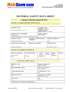 MATERIAL SAFETY DATA SHEET Calcium Chloride Liquid 30-3
