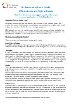 No Recourse to Public Funds EEA nationals and Right to Reside