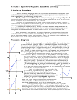 Lecture 3: Spacetime Diagrams, Spacetime, Geometry Introducing