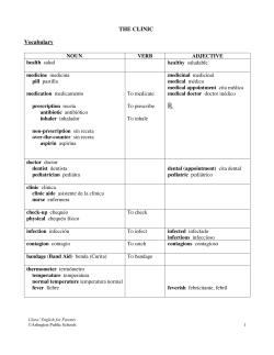 THE CLINIC Vocabulary - Arlington Public Schools