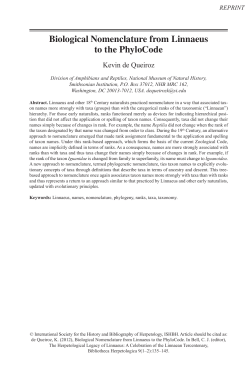 Biological Nomenclature from Linnaeus to the PhyloCode