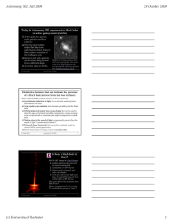 Astronomy 102, Fall 2009 29 October 2009