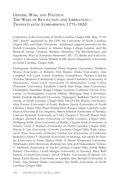 GENDER, WAR, AND POLITICS - German Historical Institute