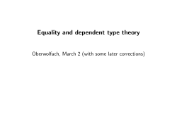 Equality and dependent type theory
