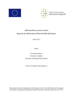 AKIS and advisory services in Austria Report for the